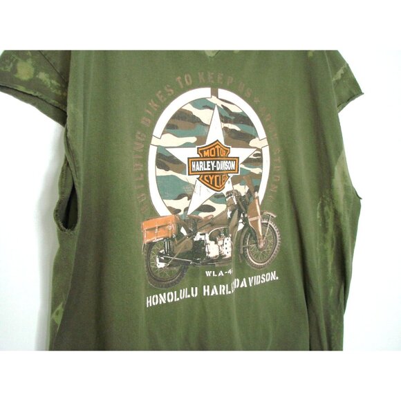 Harley Davidson Sleeveless Cut Off T-Shirt Size 2X Pacific Pearl Harbor Honolulu - Picture 4 of 12